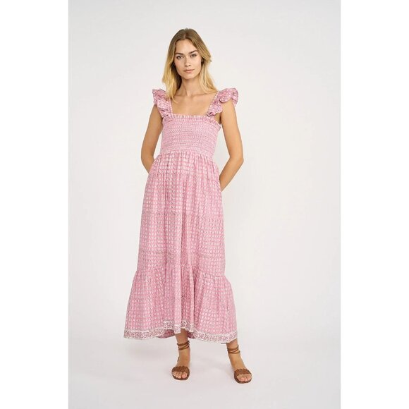 NWT Marea by Liz Joy Sasco in Lavender Thistle Smocked Cotton Maxi Dress XS - Picture 1 of 11
